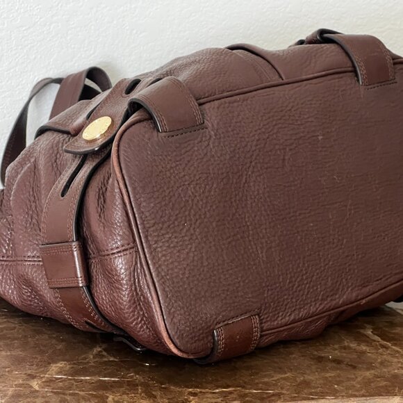 Michael Kors Harness Grab Bag Brown Handbag Purse Pebble Leather - Picture 4 of 13